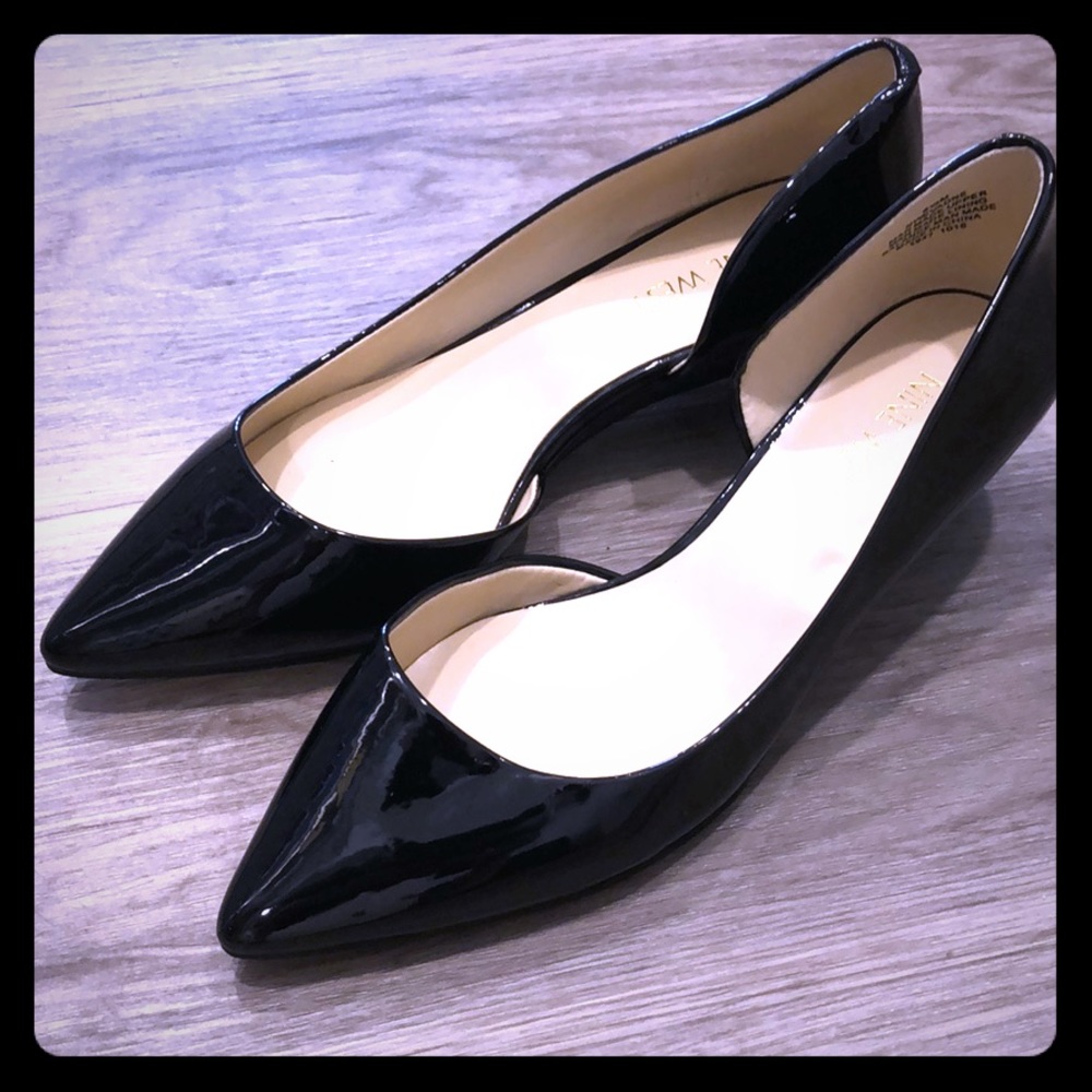 Nine West Black Patent Kitten Wedge Heels